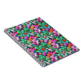 Caderno Espiral Padrão de Superfície Contínuo Selva com Papagaio C
