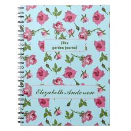 Caderno Espiral Padrão de superfície das rosas cor-de-rosa design 