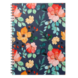 Caderno Espiral Padrão de superfície floral - decoração de moda Pr