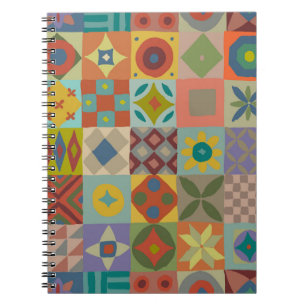 Caderno Espiral Padrão de Talavera. Uma manta de retalhos indiana.