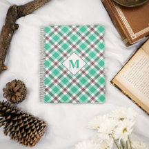 Padrão de Tartan Verde-Teal Moderno Monogramado