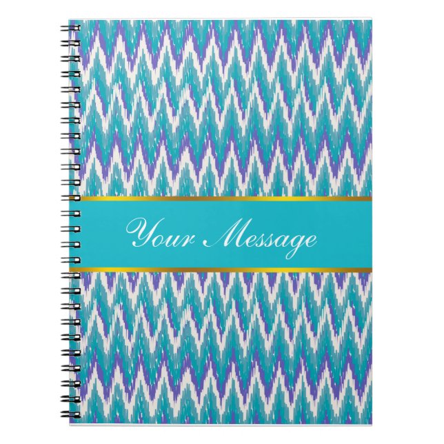 Caderno Espiral Padrão de Teal e Ametyst de Kat ZigZag (Frente)