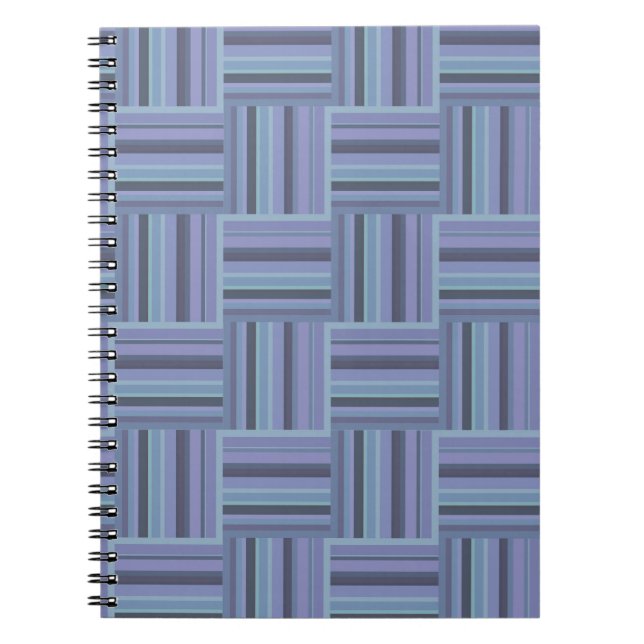 Caderno Espiral Padrão de tecelagem de cinzas azuis (Frente)