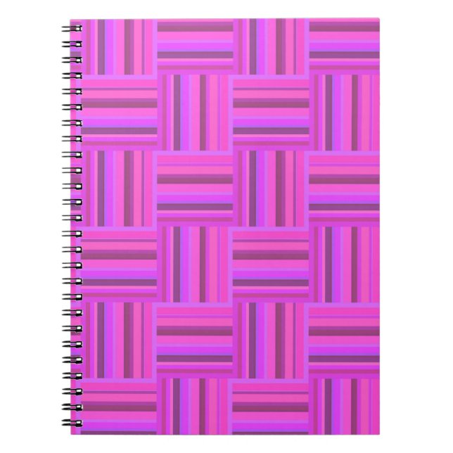 Caderno Espiral Padrão de tecelagem de fitas rosa (Frente)
