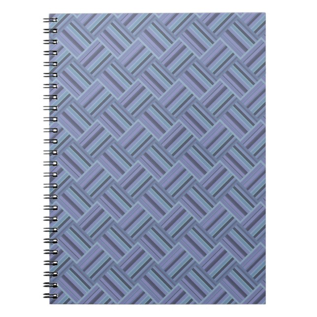 Caderno Espiral Padrão de tecelagem diagonal de cinza azul (Frente)