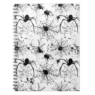 Caderno Espiral Padrão de Teia de Aranha de Halloween
