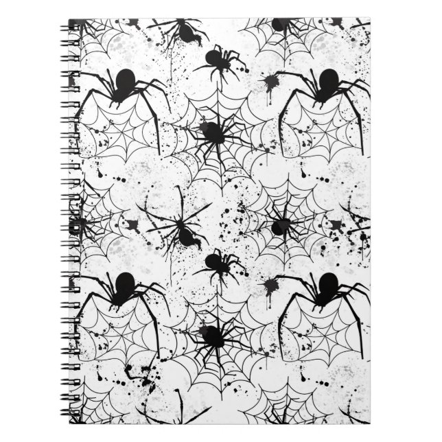 Caderno Espiral Padrão de Teia de Aranha de Halloween (Frente)