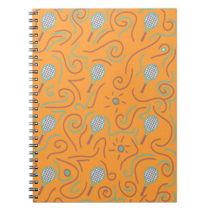 Caderno Espiral Padrão de Tênis de Laranja Vibrante