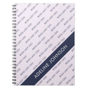 Caderno Espiral Padrão de Texto CEO Dama Chefe em Mauve Pálido