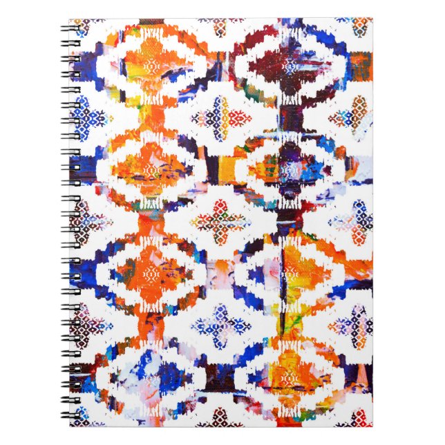 Caderno Espiral Padrão de textura geométrica com efeito de aquarel (Frente)