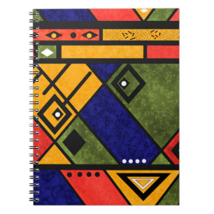 Caderno Espiral Padrão de textura tradicional de etno africano sem