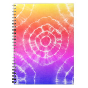 Caderno Espiral Padrão de tintura rosa e laranja 