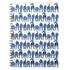 Caderno Espiral Padrão de Traseiros de Cachorro Azul