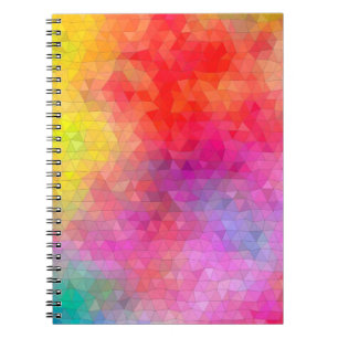 Caderno Espiral Padrão de triângulo com fundo de mistura de cores.
