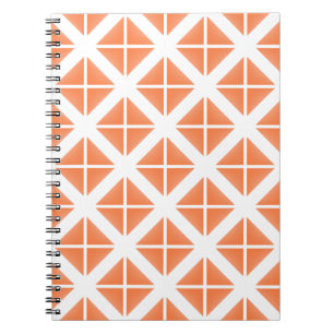 Caderno Espiral Padrão de Triângulo de Trendy Laranja