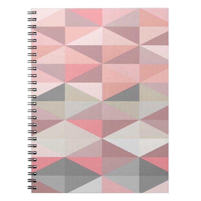 Caderno Espiral Padrão de Triângulo Geométrico Cor-de-Rosa Esmagad (Frente)