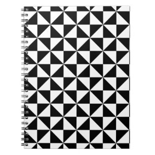 Caderno Espiral Padrão De Triângulo Preto E Branco