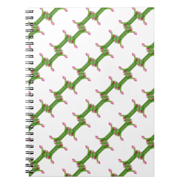 Caderno Espiral Padrão de tulipas rosa (Frente)