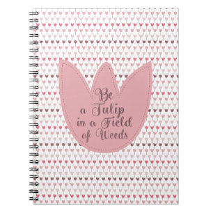 Caderno Espiral Padrão de Tulipas Rosa Simples