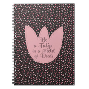 Caderno Espiral Padrão de Tulipas Rosa Simples Doce - Todas as dir