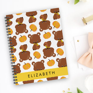 Caderno Espiral Padrão De Ursos, Ursos Bonitos, Abóbora, Seu Nome