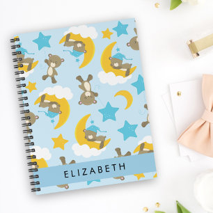 Caderno Espiral Padrão De Ursos, Ursos De Teddy, Estrelas, Seu Nom