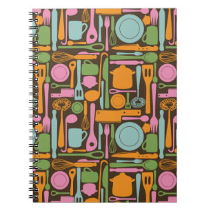 Caderno Espiral Padrão de Utensílios de cozinha 3