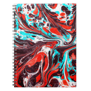 Caderno Espiral padrão de vazamento colorido de acrílico de marble