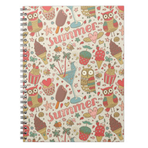 Caderno Espiral Padrão de Verão com Sorvete