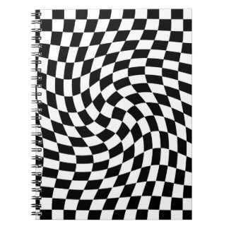 Caderno Espiral Padrão de Verificação de Preto e Branco