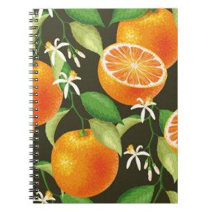 Caderno Espiral Padrão de vinheta com laranja