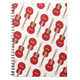 Caderno Espiral Padrão de Violão Vermelho