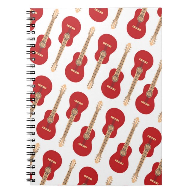 Caderno Espiral Padrão de Violão Vermelho (Frente)