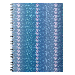 Caderno Espiral Padrão de wallpaper de Violetas Florais Azuis Vin