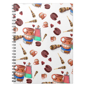 Caderno Espiral Padrão de Whisk Molinillo de Chocolate Quente Mexi