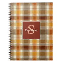Caderno Espiral Padrão de Xadrez com Monograma Personalizado
