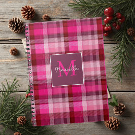 Caderno Espiral Padrão de Xadrez com Monograma Personalizado