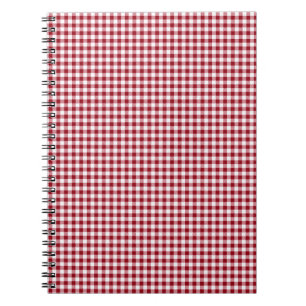 Caderno Espiral Padrão de Xadrez Verificada de Gingham Vermelho