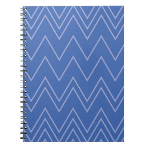 Caderno Espiral Padrão de ziguezague azul, moderno, simples, legal