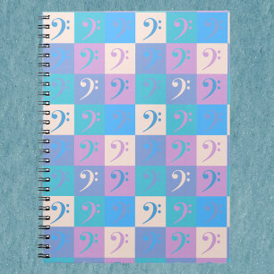 Caderno Espiral Padrão deClave de Fá Pastel