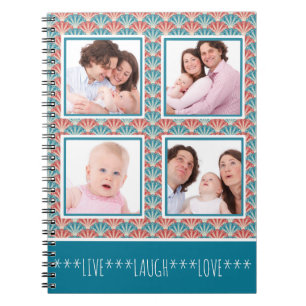 Caderno Espiral Padrão Decorativo de Colagem de Fotos do Instagra