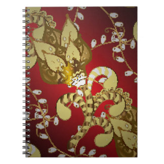 Caderno Espiral Padrão decorativo venenoso em vermelho, amarelo e 