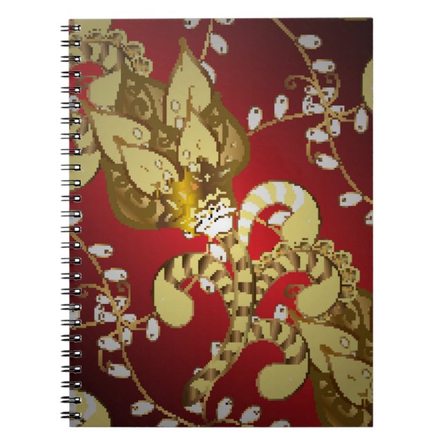 Caderno Espiral Padrão decorativo venenoso em vermelho, amarelo e  (Frente)