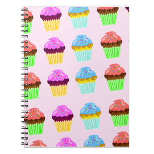 Caderno Espiral Padrão Deluxe de Cupcakes Bonitos