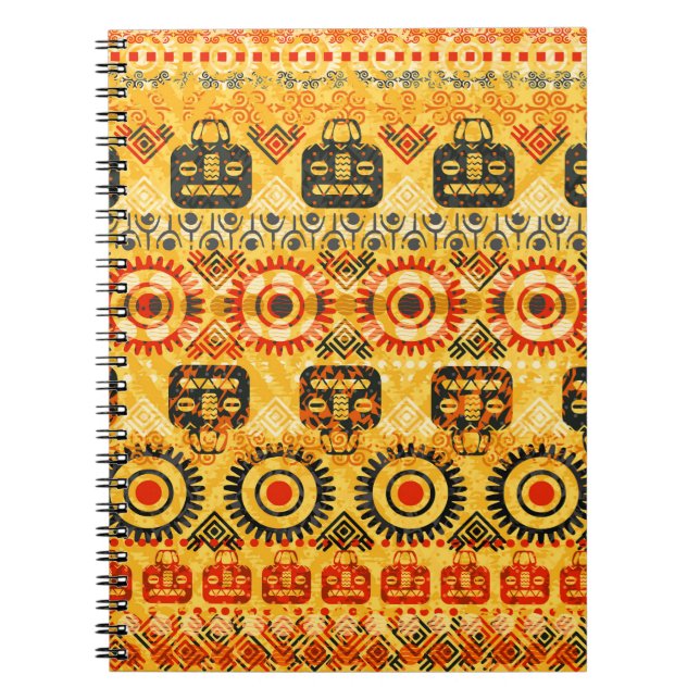 Caderno Espiral Padrão descontínuo tribal (Frente)