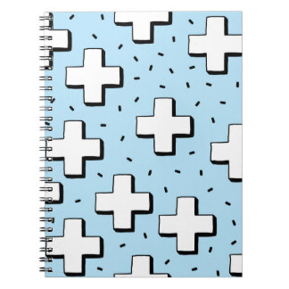 Caderno Espiral Padrão desenhado à mão com sinais de mais.