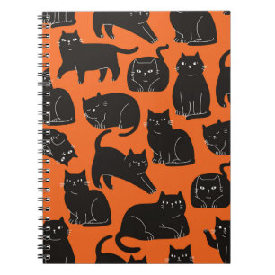 Caderno Espiral Padrão Desenhado Da Mão De Gatos De Cartoon