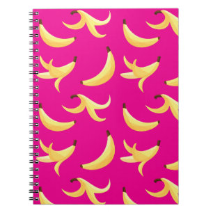 Caderno Espiral Padrão divertido da festa da banana colorido - edi