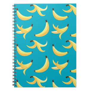 Caderno Espiral Padrão divertido da festa da banana colorido - edi