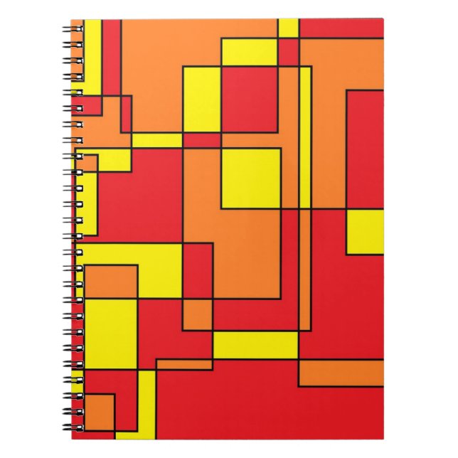 Caderno Espiral Padrão do bloco abstrato (Frente)